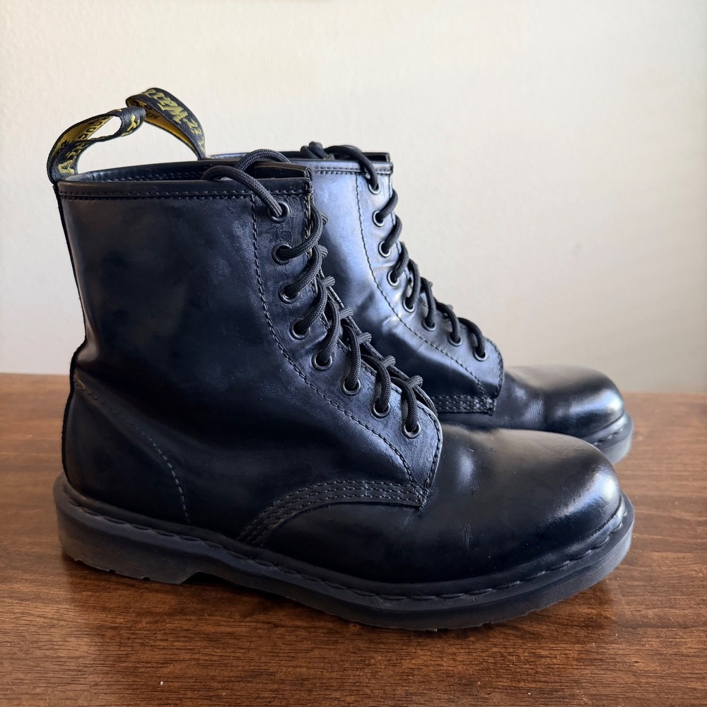 Dr. Martens 1460 Mono Black Smooth Leather 8-Eye Combat Boots Mens 9